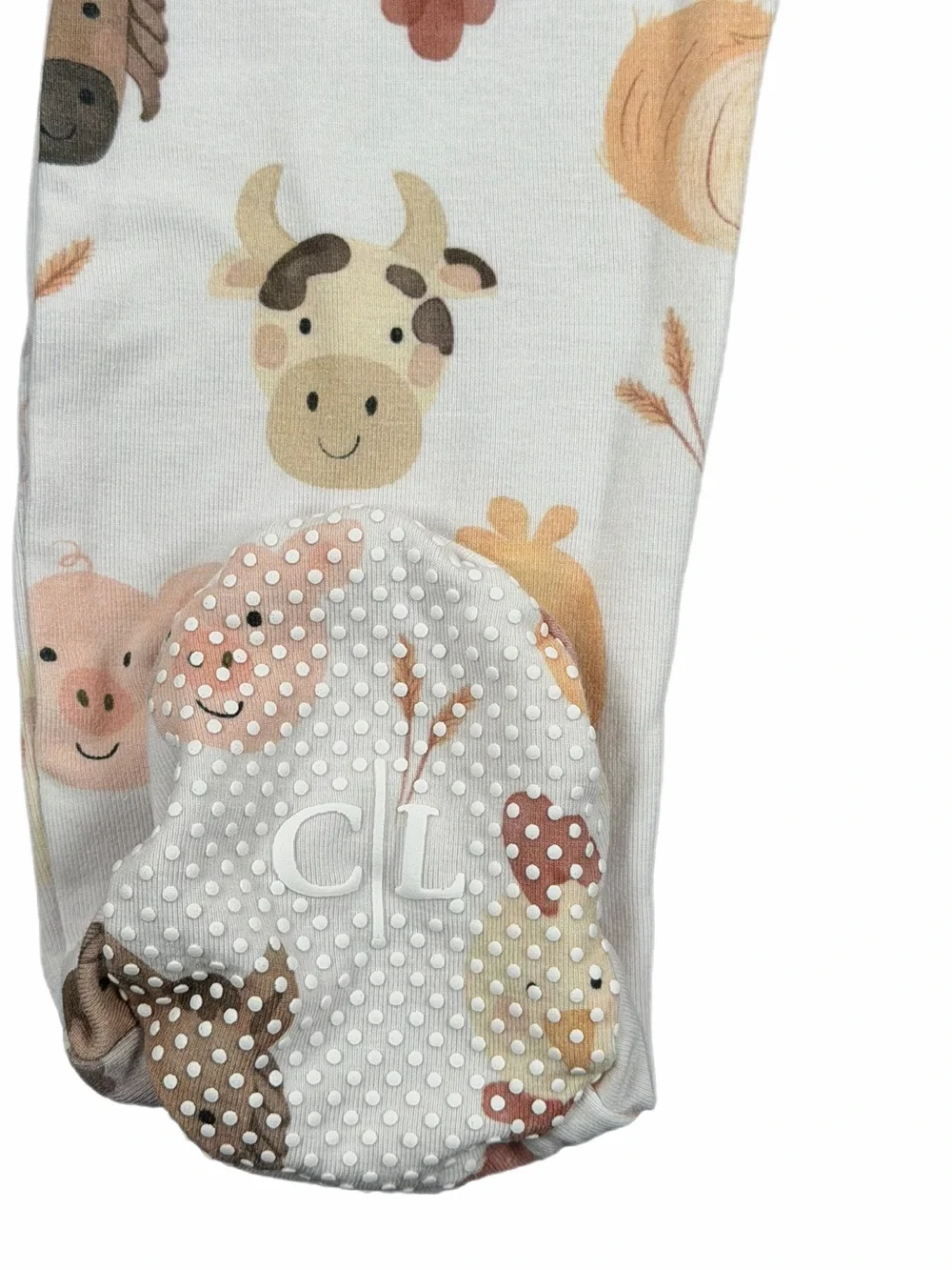 CADEN LANE Barnyard Buddies Bamboo Zipper Footie - 6-12M